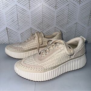 Dolce Vita Women’s Nicona Platform Woven Sneakers Shoes Sandstone Knit Size‎ 8.5
